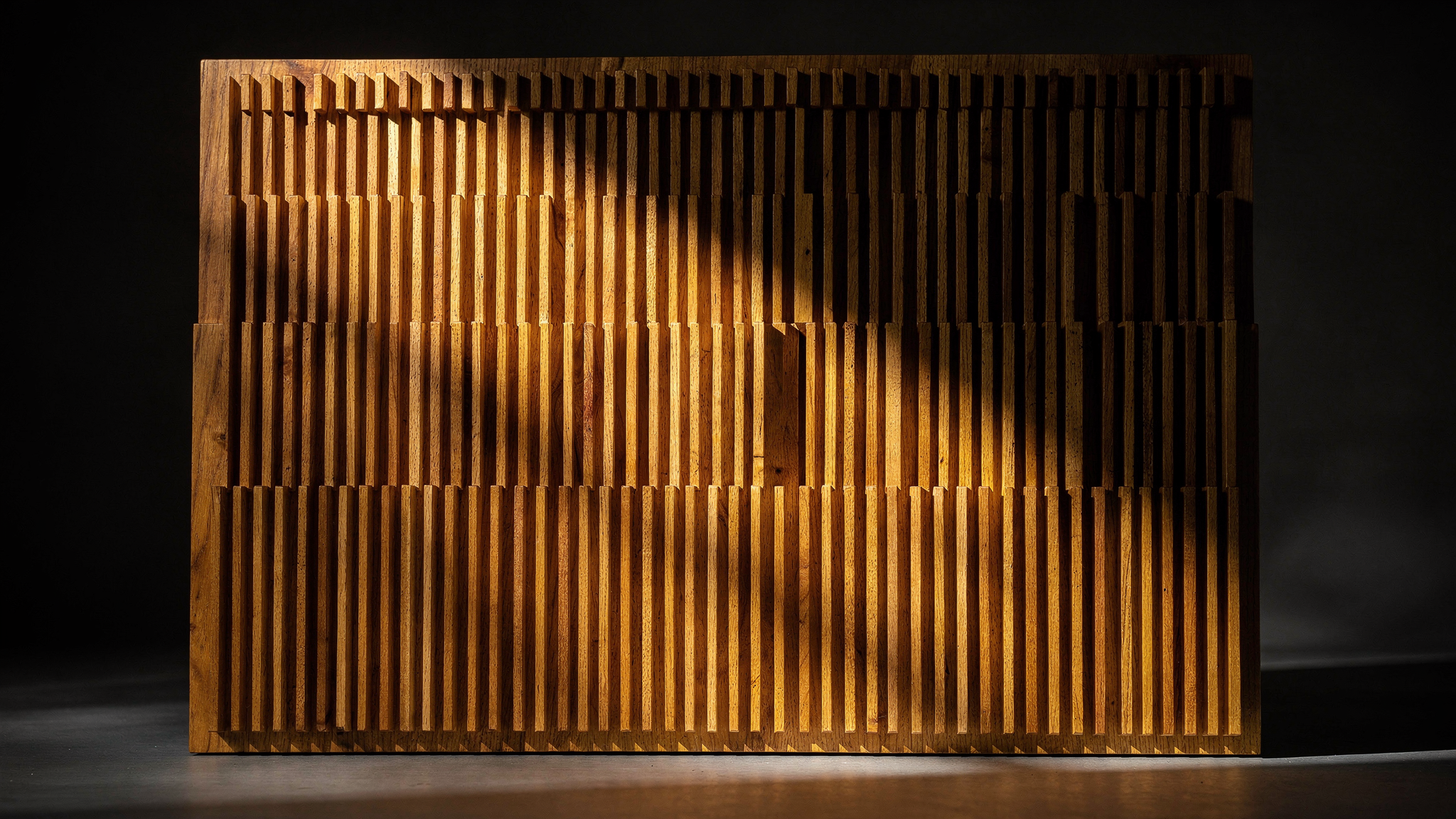 A wooden quadratic residue diffuser with wells of varying depths